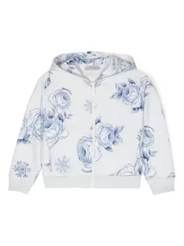 Monnalisa худи на молнии с принтом, синий