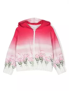 Monnalisa худи с цветочным принтом, белый