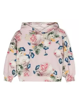 Monnalisa худи с цветочным принтом, розовый