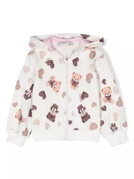 Monnalisa худи Teddy Bear на молнии, белый