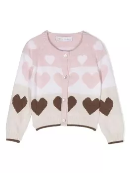 Monnalisa кардиган на пуговицах с принтом, белый