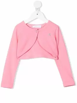 Monnalisa кардиган на пуговице со стразами, розовый