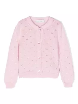 Monnalisa кардиган с отделкой в рубчик, розовый