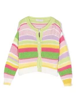 Monnalisa кардиган вязки интарсия в полоску, зеленый