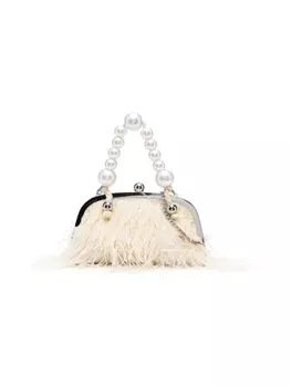 Monnalisa клатч с перьями, нейтральный цвет
