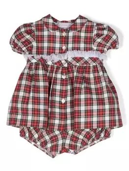 Monnalisa клетчатое платье с оборками, красный