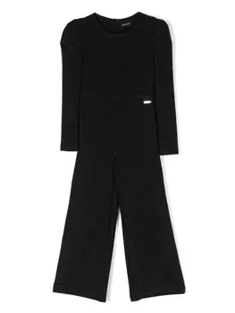 Monnalisa комбинезон с эффектом металлик и логотипом, черный