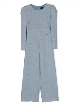 Monnalisa комбинезон с эффектом металлик и логотипом, синий