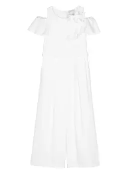 Monnalisa комбинезон с цветочной аппликацией, белый