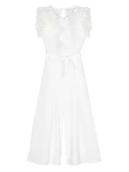 Monnalisa комбинезон с цветочным кружевом и оборками, белый