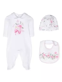 Monnalisa комплект для новорожденного с цветочным принтом, белый