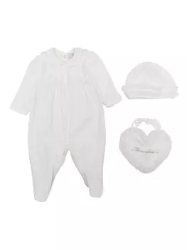 Monnalisa комплект для новорожденного с оборками, белый