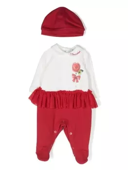 Monnalisa комплект для новорожденного с оборками, белый