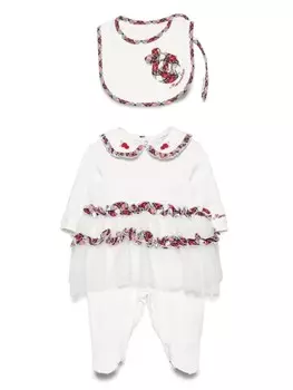 Monnalisa комплект для новорожденного с отделкой в клетку, белый