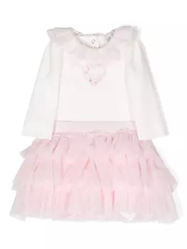 Monnalisa комплект из боди и пышной юбки, белый