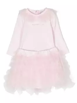 Monnalisa комплект из боди и пышной юбки с логотипом, розовый