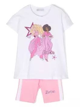 Monnalisa комплект из футболки и шортов из коллаборации с Barbie, белый