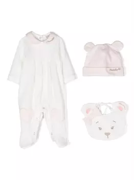 Monnalisa "комплект из комбинезона, шапки и нагрудника", белый