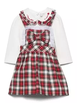 Monnalisa комплект из платья и блумеров в клетку, белый