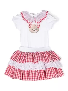 Monnalisa комплект из топа и блумеров с оборками, белый