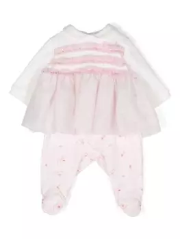 Monnalisa комплект из топа и брюк с оборками, розовый