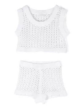 Monnalisa комплект из топа и шортов с фестонами, белый
