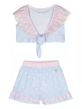 Monnalisa комплект из топа и шортов с принтом, синий