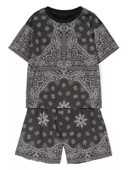 Monnalisa комплект из топа и шортов с принтом пейсли, черный