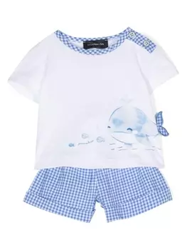 Monnalisa комплект из топа и шортов в клетку, синий
