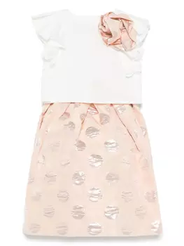 Monnalisa комплект из топа и юбки в горох, нейтральный