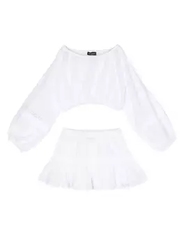 Monnalisa комплект из юбки и топа с оборками, белый