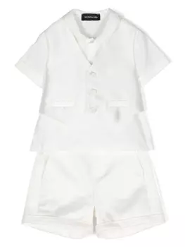 Monnalisa костюм из рубашки и шортов, белый