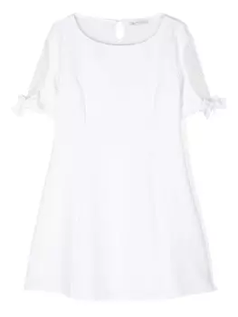 Monnalisa креповое платье со шнуровкой, белый