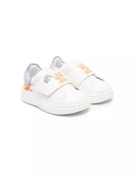 Monnalisa кроссовки на липучках с принтом, белый