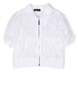Monnalisa кружевная рубашка на молнии с короткими рукавами, белый