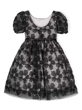 Monnalisa кружевное платье с пайетками, черный