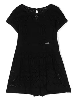 Monnalisa кружевной комбинезон с короткими рукавами, черный