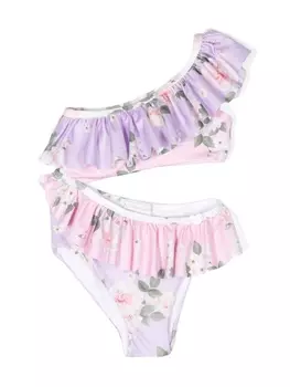 Monnalisa купальник с цветочным принтом, фиолетовый