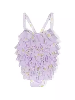 Monnalisa купальник с цветочным принтом, фиолетовый