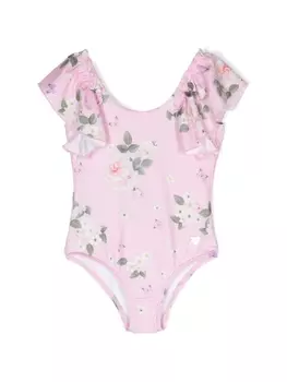 Monnalisa купальник с цветочным принтом, розовый