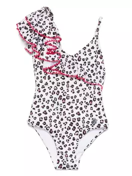 Monnalisa купальник с леопардовым принтом, белый