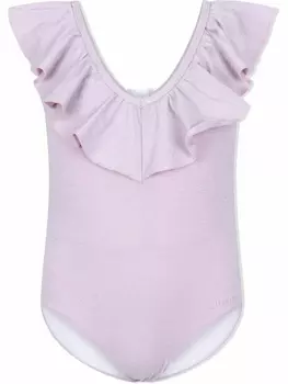 Monnalisa купальник с оборками и V-образным вырезом, фиолетовый