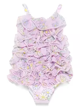 Monnalisa купальник с оборками, розовый