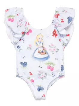 Monnalisa купальник с принтом Alice из коллаборации с Disney, синий