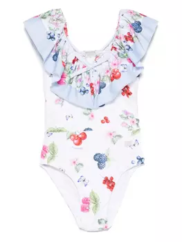 Monnalisa купальник с принтом, белый