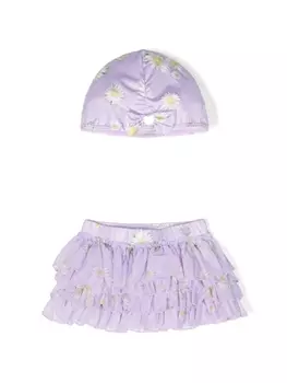 Monnalisa купальный комплект с цветочным принтом, фиолетовый