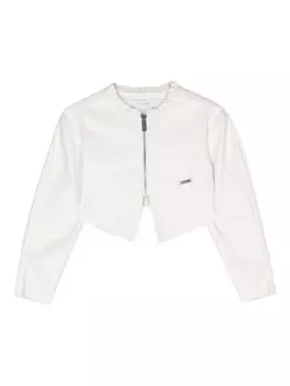 Monnalisa куртка из искусственной кожи с логотипом, белый