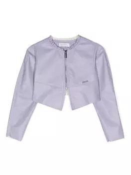 Monnalisa куртка из искусственной кожи с логотипом, фиолетовый