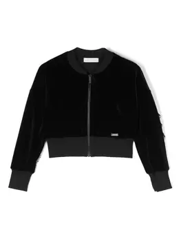 Monnalisa куртка на молнии с оборками из тюля, черный