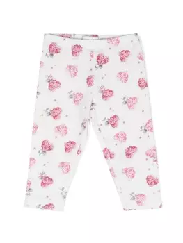 Monnalisa легинсы из джерси с цветочным принтом, белый